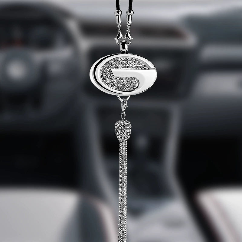 Ciondolo per specchietto retrovisore auto con cristallo | Lega di zinco e strass | Decorazione scintillante con ciondolo profumato, idea regalo