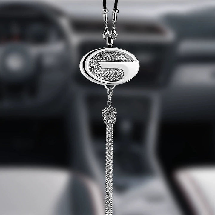 Ciondolo per specchietto retrovisore auto con cristallo | Lega di zinco e strass | Decorazione scintillante con ciondolo profumato, idea regalo