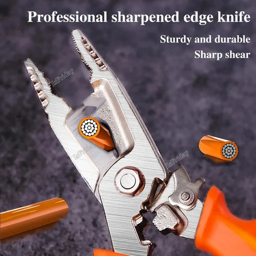10-in-1 wire stripper | Heat-treated alloy steel | For copper &amp; aluminum, fast cutting, ergonomic PVC handles