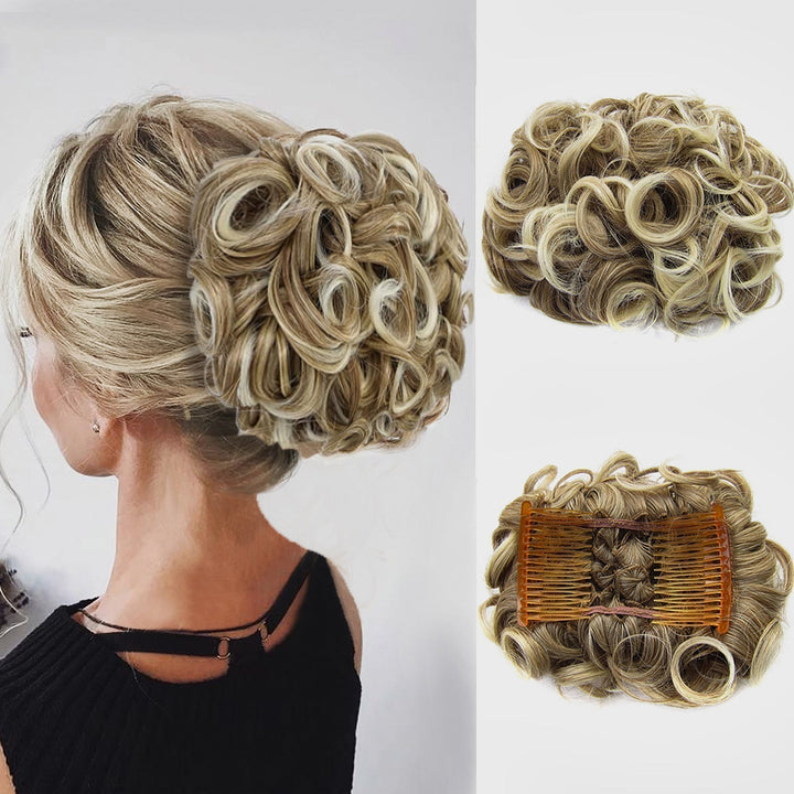 Göndör konty nagy hajrész | rendezetlen messy bun gumiszalaggal | azonnal több volumen másodpercek alatt | 2 darabos csomag