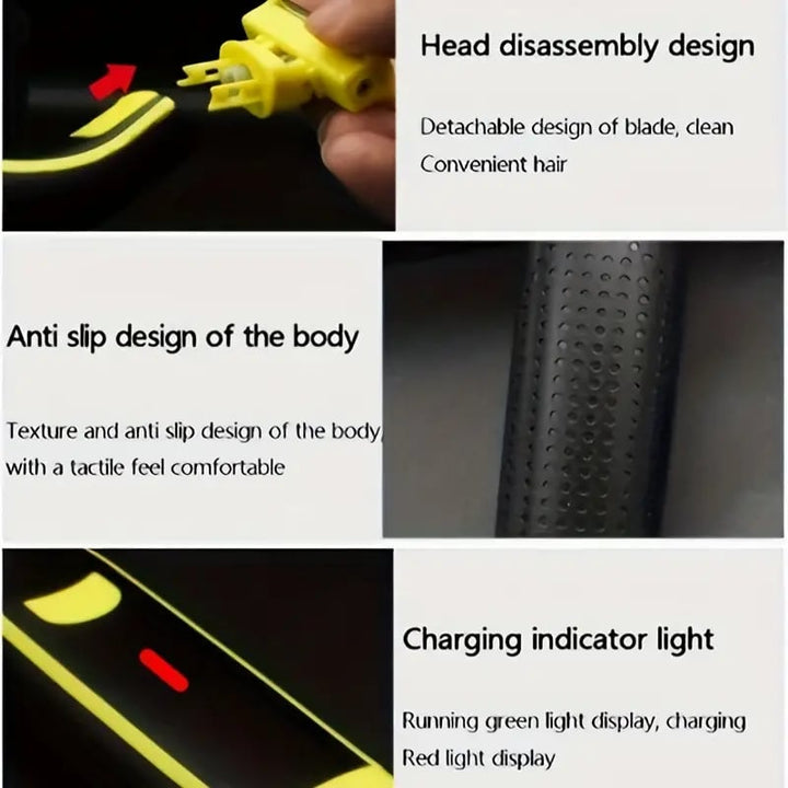Rasoio elettrico uomo bagnato e asciutto | Rifinitore con 4 testine (1–6 mm) | 60 min di autonomia, USB, lame lavabili
