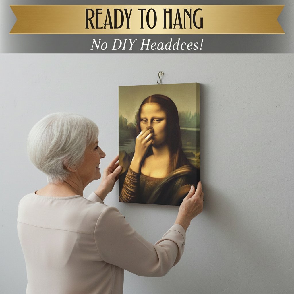 Bathroom Canvas Painting Renaissance Lady | Funny Art for Toilet &amp; Guest Toilet | Moisture Resistant | 40×60 cm