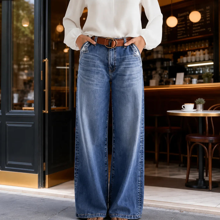 Damen Flare Jeans | Vintage Wide-Leg Jeans mit hohem Bund