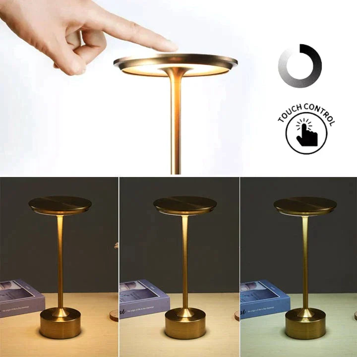 ShineCrest™ Kabellose Design-Tischlampe | Dimmbares LED-Licht aus Aluminium | Warmweiß, Wasserabweisend &amp; Elegant