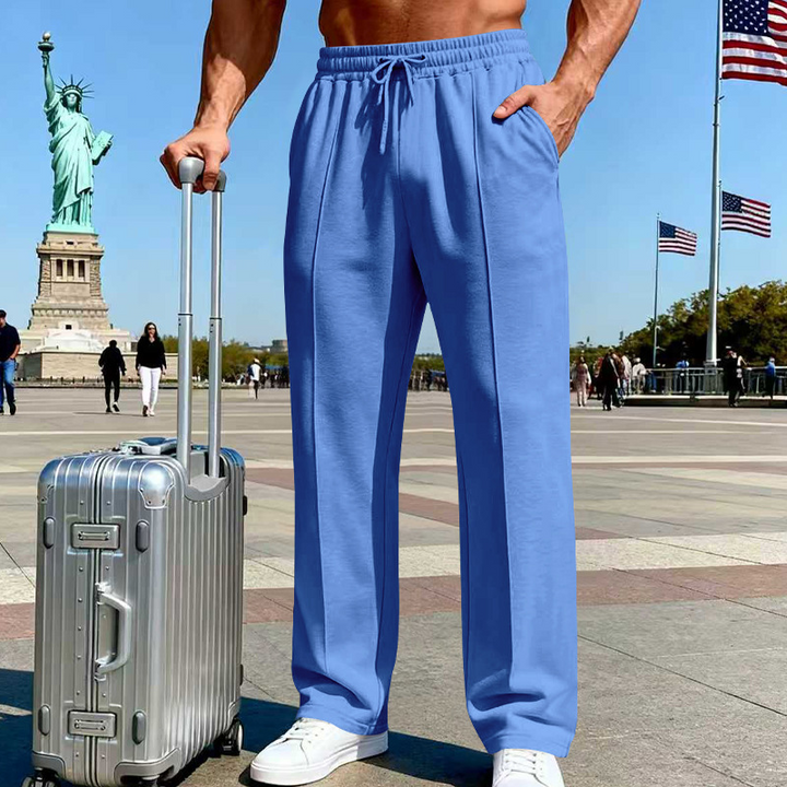 Herren Stretch-Hose mit geradem Bein | Atmungsaktive Freizeithose mit Relax-Fit, Kordelzug und Seitentaschen
