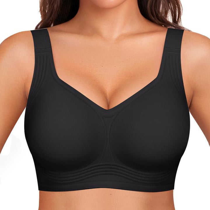 Reggiseno wireless da donna con supporto a 4 strati in gelatina | Copertura completa, coppe leggermente imbottite | S-4XL | Nero, Nude, Beige
