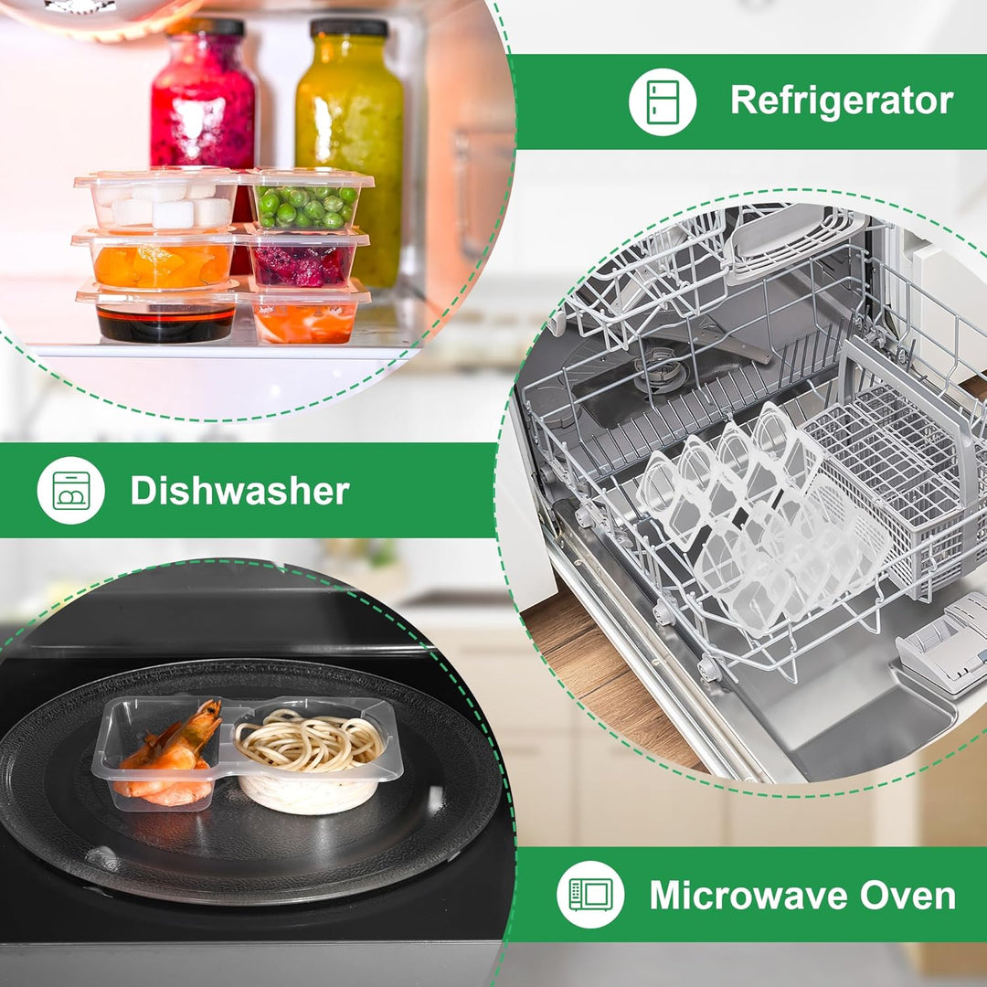 Saucenbox mit 2 Fächern – auslaufsicher &amp; getrennt transportieren | BPA-frei | Mikrowelle, Spülmaschine &amp; Gefrierfach (-20 bis 120°C)