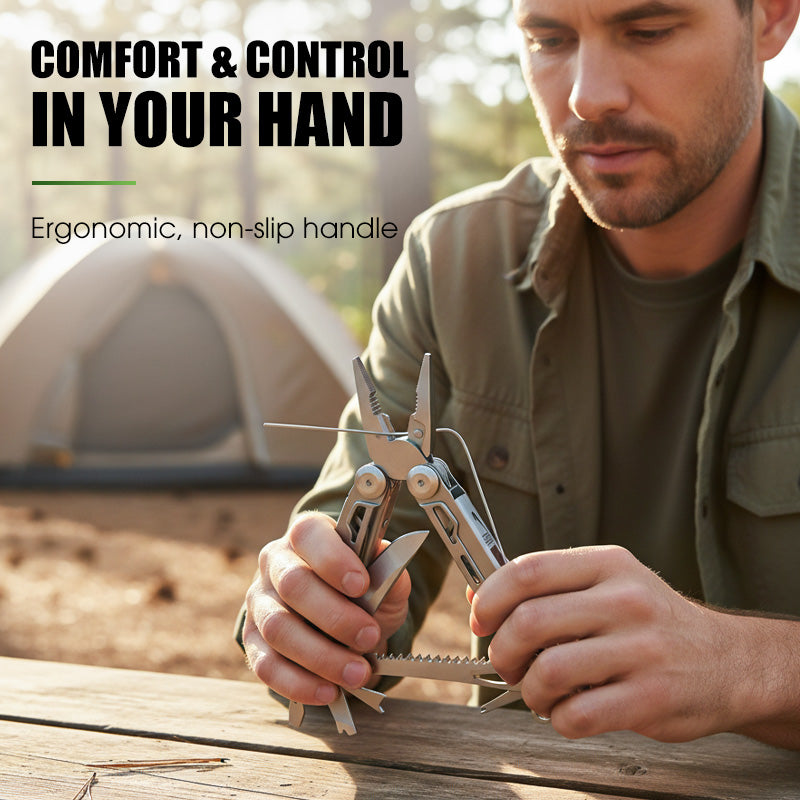 Multitool pliable 12-en-1 avec pince | compact pour quotidien, maison et extérieur | acier inoxydable 3Cr13, résistant à la rouille | verrouillable
