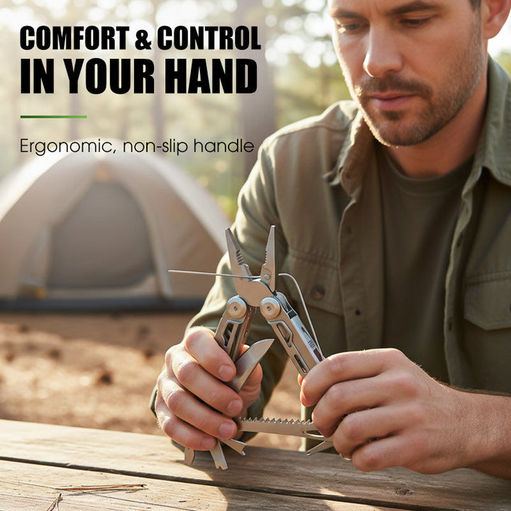 Multitool pliable 12-en-1 avec pince | compact pour quotidien, maison et extérieur | acier inoxydable 3Cr13, résistant à la rouille | verrouillable
