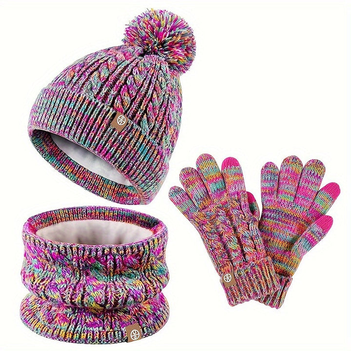 Damen Winterset 3-teilig mit Mütze, Schal und Handschuhen | Warmes Winteraccessoire-Set für kalte Tage, Alltag und Freizeit