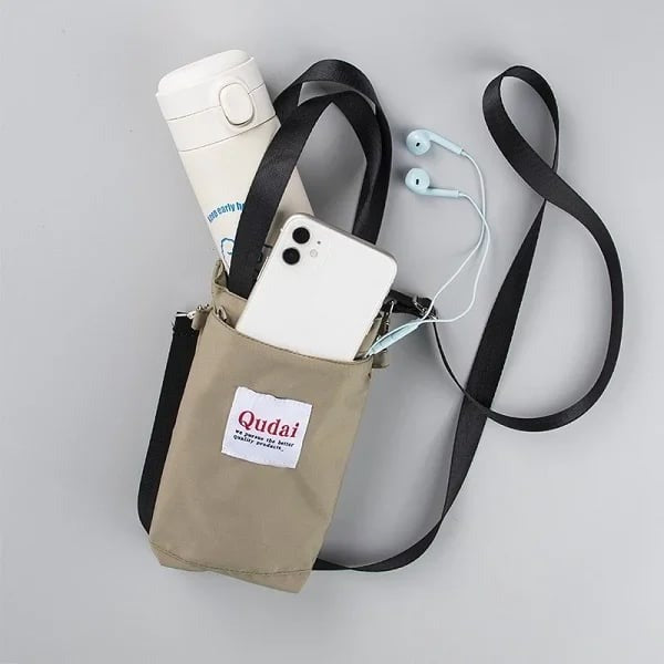 Umhängetasche | Multifunktionale Schultertasche mit Getränkehalter für Alltag und Freizeit