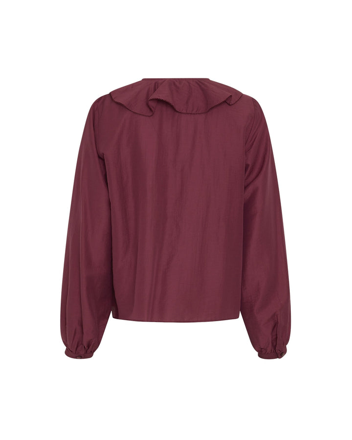 Damen Bluse | V-Ausschnitt mit Rüschendetails und langen Ärmeln | Normale Passform