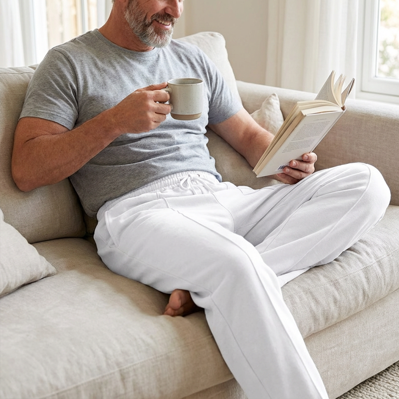 Herren Stretch-Hose mit geradem Bein | Atmungsaktive Freizeithose mit Relax-Fit, Kordelzug und Seitentaschen