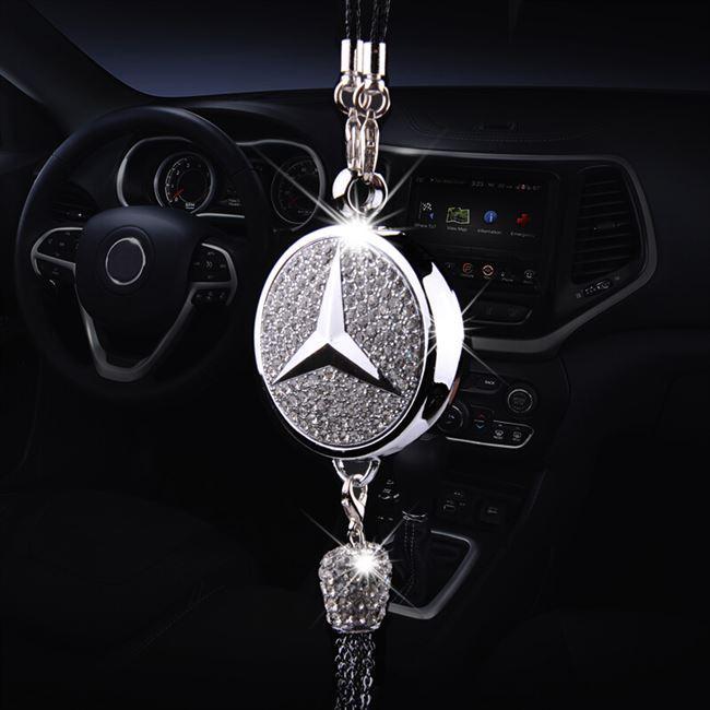 Ciondolo per specchietto retrovisore auto con cristallo | Lega di zinco e strass | Decorazione scintillante con ciondolo profumato, idea regalo