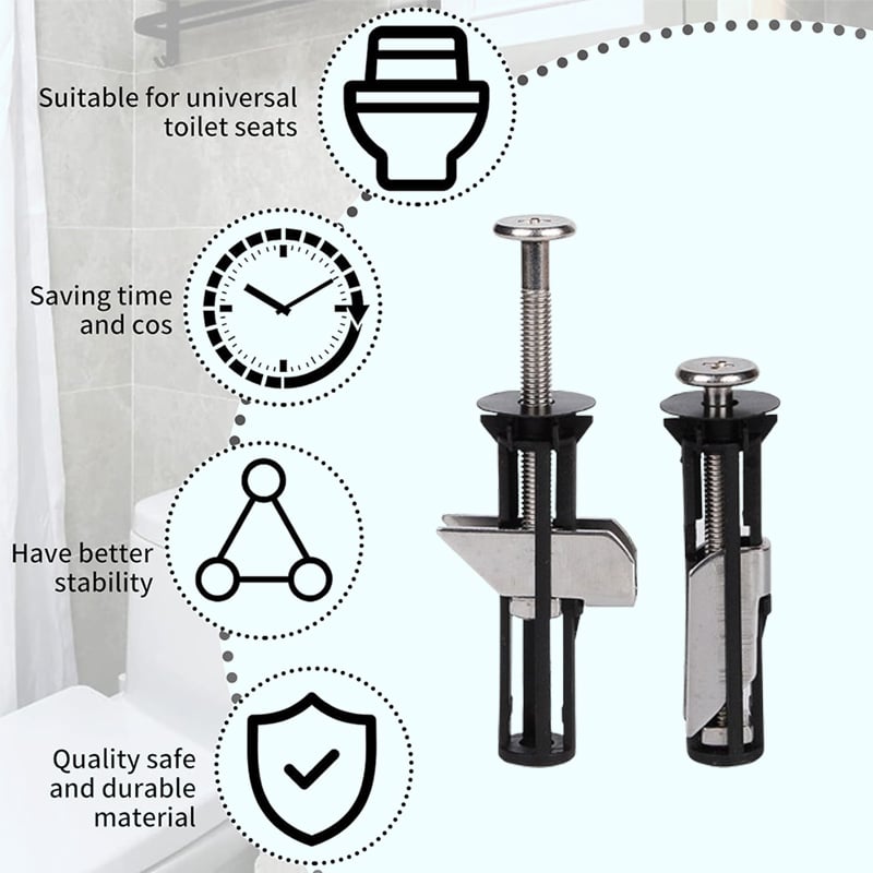 WC-Sitz Befestigungsset mit Schrauben | Universale Ersatz-Bolzen für schnellen Austausch | Stabile Montage, passt auf viele Sitze | Für Reparatur &amp; Upgrade