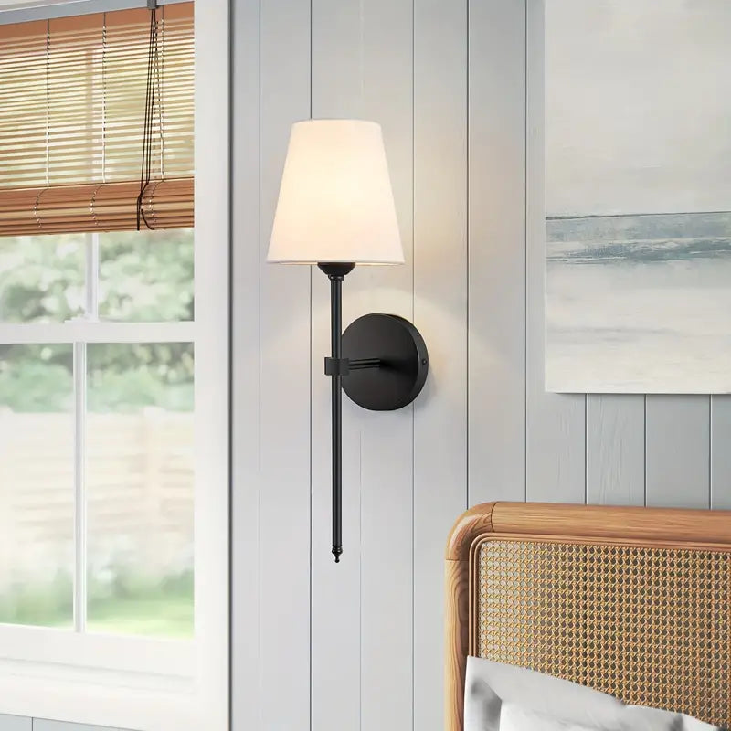 Kabellose, wiederaufladbare Wandleuchte mit Stoffschirm | USB-C | Bis zu 20 Std. Laufzeit | 3 Lichtmodi, dimmbar | 58×15 cm
