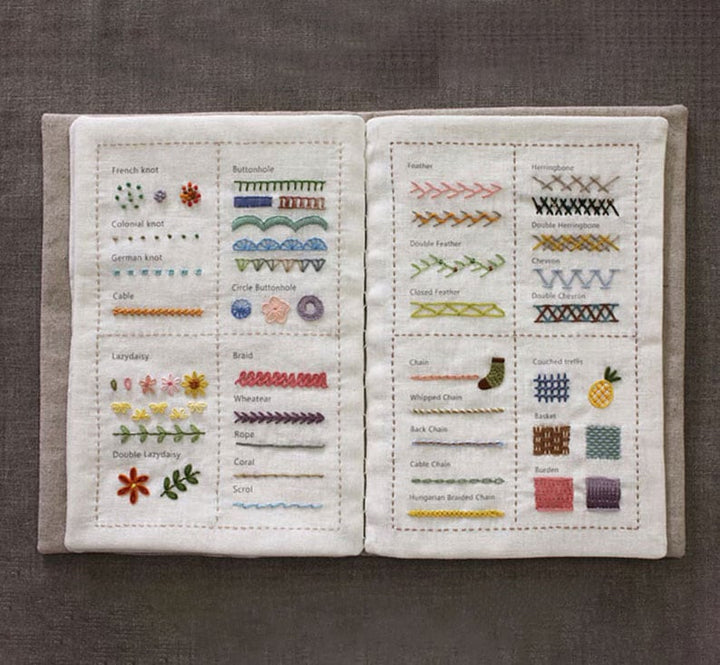 DIY Stickbuch mit 86 Stickstichen | Übungsbuch mit Stoffseiten zum Lernen &amp; Üben | Für Anfänger &amp; Fortgeschrittene