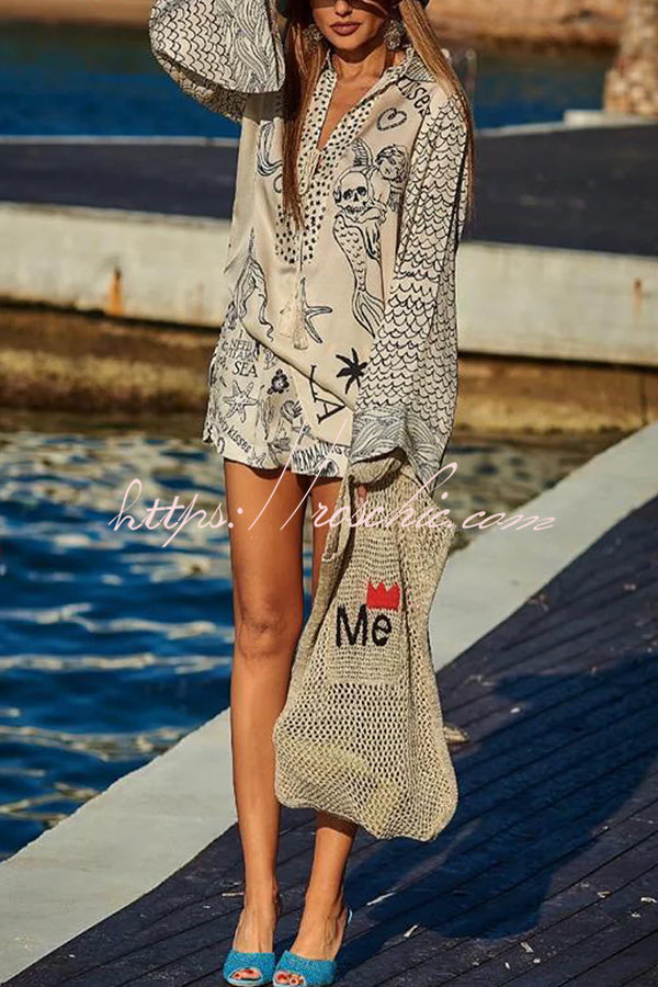 Satin Zweiteiler Damen Set mit Bluse &amp; Shorts | Lockerer V-Ausschnitt Sommer-Look | Eleganter Urlaubsanzug aus Satin
