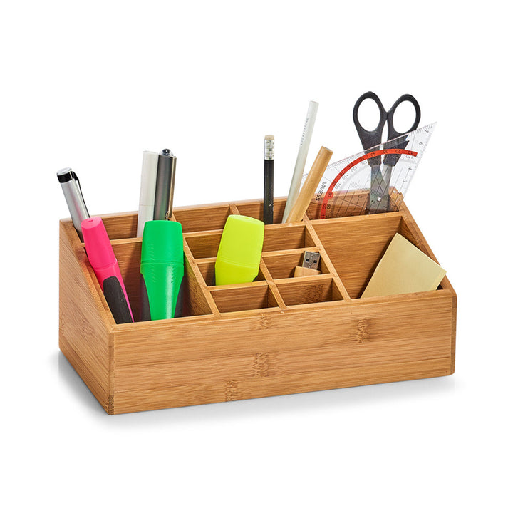 Kosmetik-Organizer aus Bambus | Make-up-Organizer mit 12 Fächern für Pinsel, Lippenstifte und Kosmetik