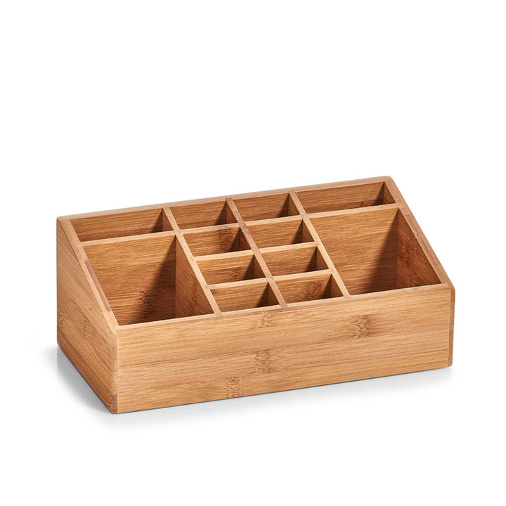 Kosmetik-Organizer aus Bambus | Make-up-Organizer mit 12 Fächern für Pinsel, Lippenstifte und Kosmetik