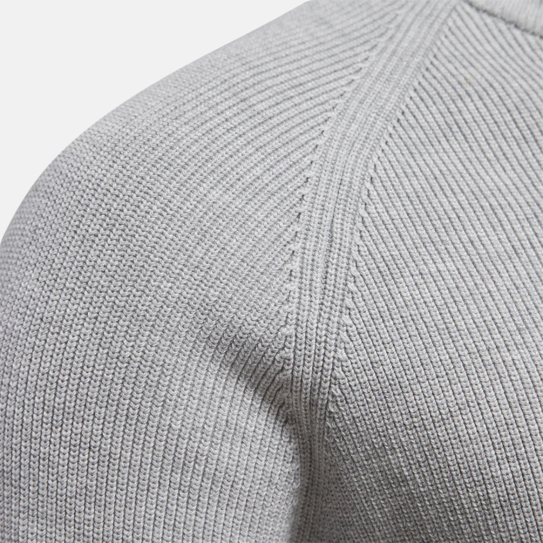 Herren Troyer Strickpullover mit Stehkragen | Warmer Pullover mit halbem Reißverschluss, langen Ärmeln und bequemer Regular-Fit-Passform