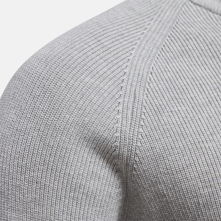 Herren Troyer Strickpullover mit Stehkragen | Warmer Pullover mit halbem Reißverschluss, langen Ärmeln und bequemer Regular-Fit-Passform