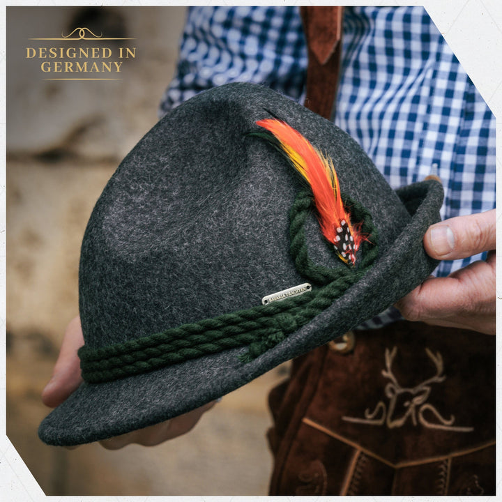 Trachtenhut Herren | Klassischer Filzhut im bayerischen Stil für Oktoberfest, Lederhose und Volksfeste