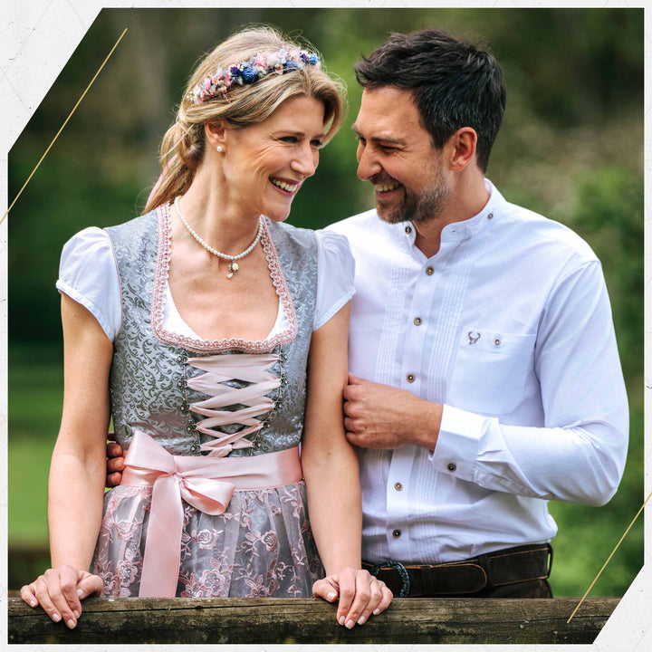 Trachtenhemd Herren | Weißes Hemd für Lederhosen, Oktoberfest, Volksfeste und traditionelle Trachten-Outfits