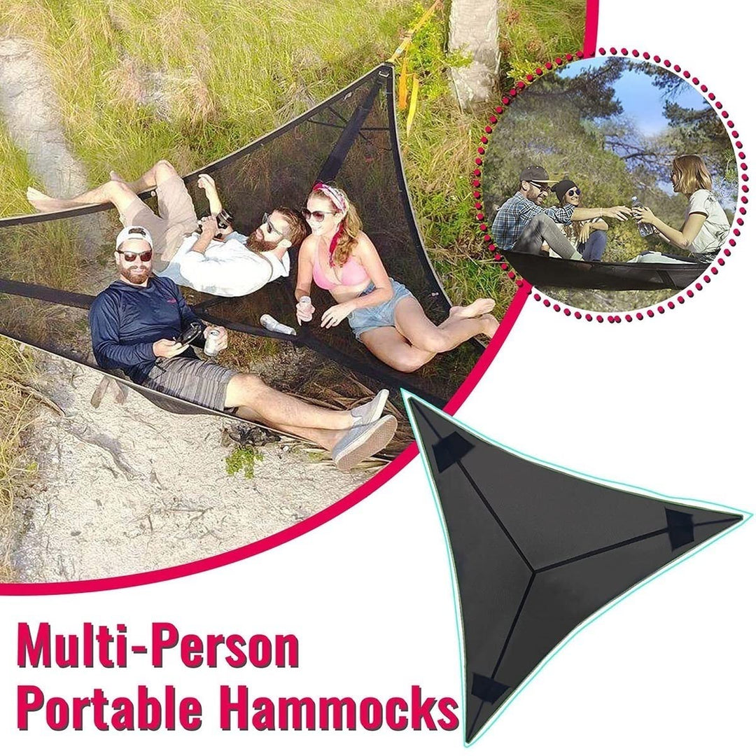 3-Punkt Camping Hängematte Dreieck | Bis 500 kg Tragkraft | Schwebend ohne ebenen Boden, Stauraumfächer für Outdoor &amp; Garten
