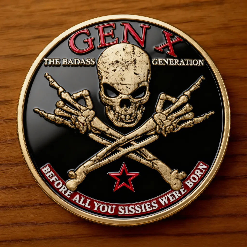 Gen X Sammlermünze mit 3D-Relief | Schwarz-Gold Design | Dekoratives Erinnerungsstück