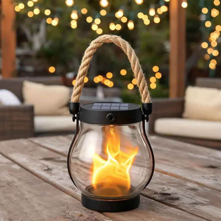 Solar Laterne | Wetterfeste Gartenleuchte mit flackerndem Flammeneffekt