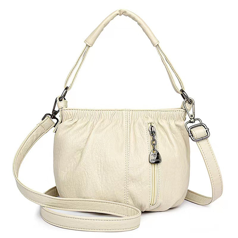 Damen Umhängetasche | Elegante Schultertasche aus PU mit Reißverschlussfächern