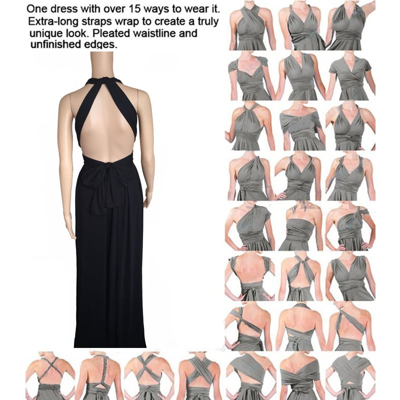 Damen Wickel-Maxikleid | 24 Tragevarianten | Ärmellos &amp; elegant | Perfekt für Hochzeit, Party &amp; Abend