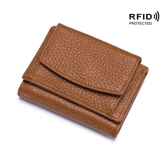 RFID-blocking mini wallet compact | Many card slots + coin pocket with zipper | Hidden compartment | 14 colors