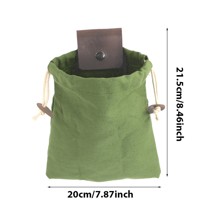 Faltbare Canvas Gürteltasche | Wasserdichtes Canvas+PU, Kordelzug | Freihändig am Gürtel/Rucksack | 21,5×20 cm