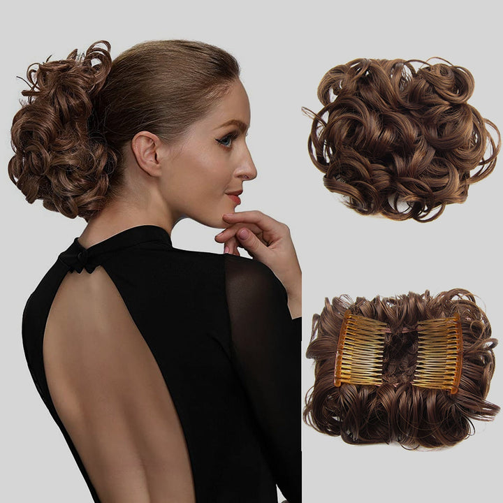 Göndör konty nagy hajrész | rendezetlen messy bun gumiszalaggal | azonnal több volumen másodpercek alatt | 2 darabos csomag