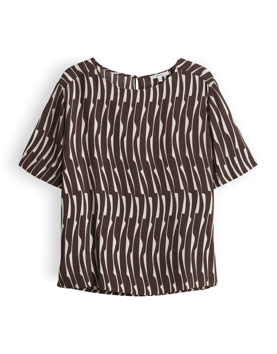 Damen Bluse | Loose-Fit-Bluse mit U-Boot-Ausschnitt, Kurzarm und grafischem Muster