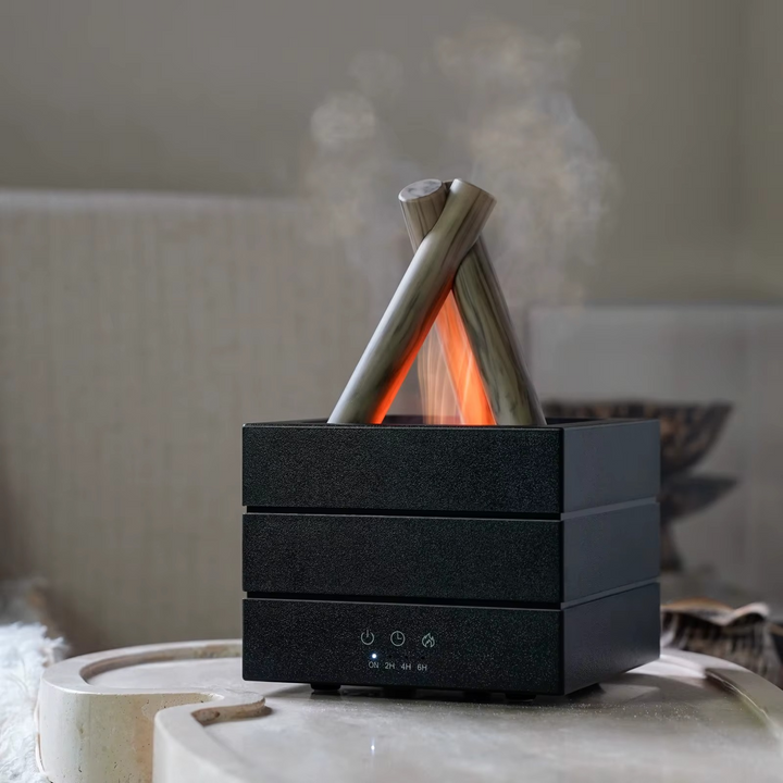 Aroma Diffuser mit Flammeneffekt | Ultraschall-Luftbefeuchter mit Fernbedienung, Timer und Abschaltautomatik