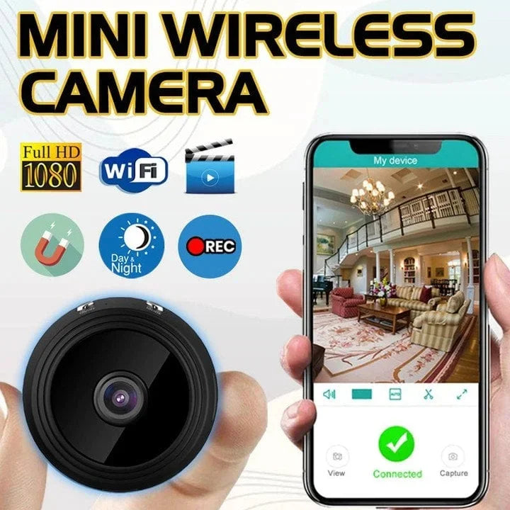 Mini caméra sans fil | 1080P HD &amp; détection de mouvement | Caméra de surveillance Wi-Fi avec audio &amp; vision nocturne