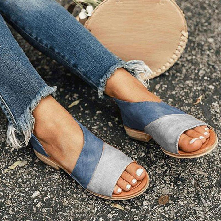 Damen Sandalen zweifarbig mit Cut-outs | Gepolsterte Innensohle &amp; offene Spitze | Zalirith Sommersandalen