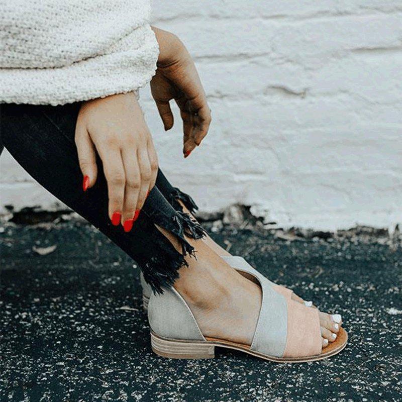 Damen Sandalen zweifarbig mit Cut-outs | Gepolsterte Innensohle &amp; offene Spitze | Zalirith Sommersandalen