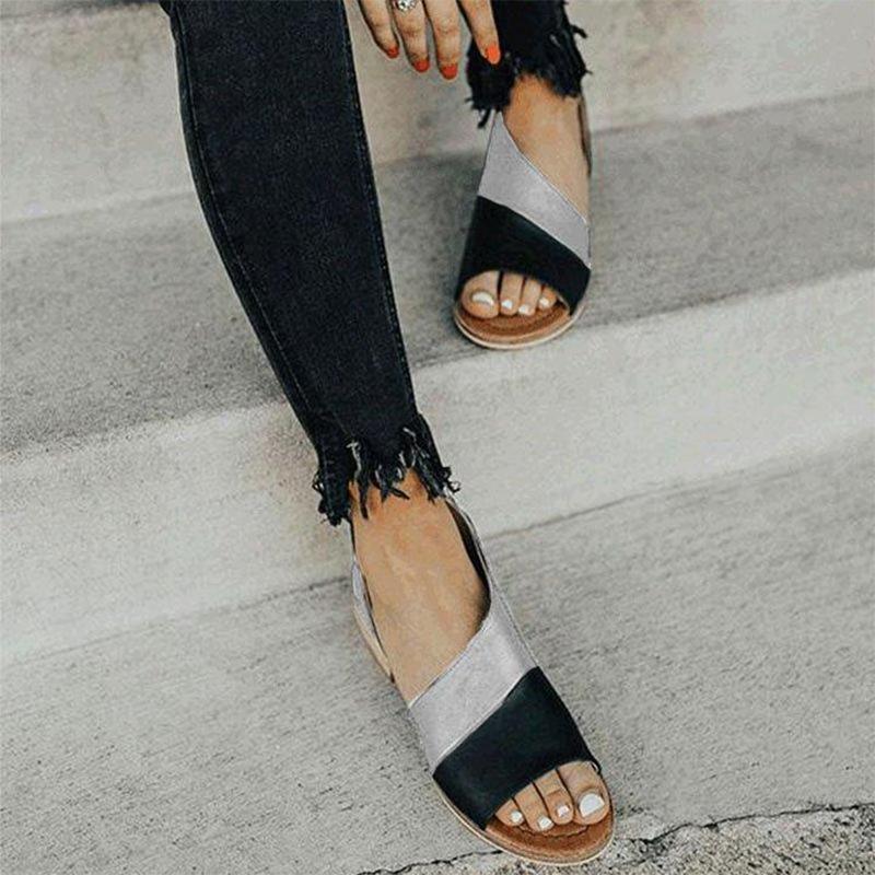 Damen Sandalen zweifarbig mit Cut-outs | Gepolsterte Innensohle &amp; offene Spitze | Zalirith Sommersandalen