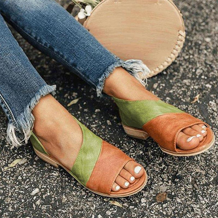 Damen Sandalen zweifarbig mit Cut-outs | Gepolsterte Innensohle &amp; offene Spitze | Zalirith Sommersandalen