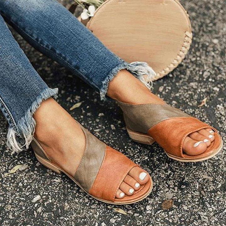 Damen Sandalen zweifarbig mit Cut-outs | Gepolsterte Innensohle &amp; offene Spitze | Zalirith Sommersandalen