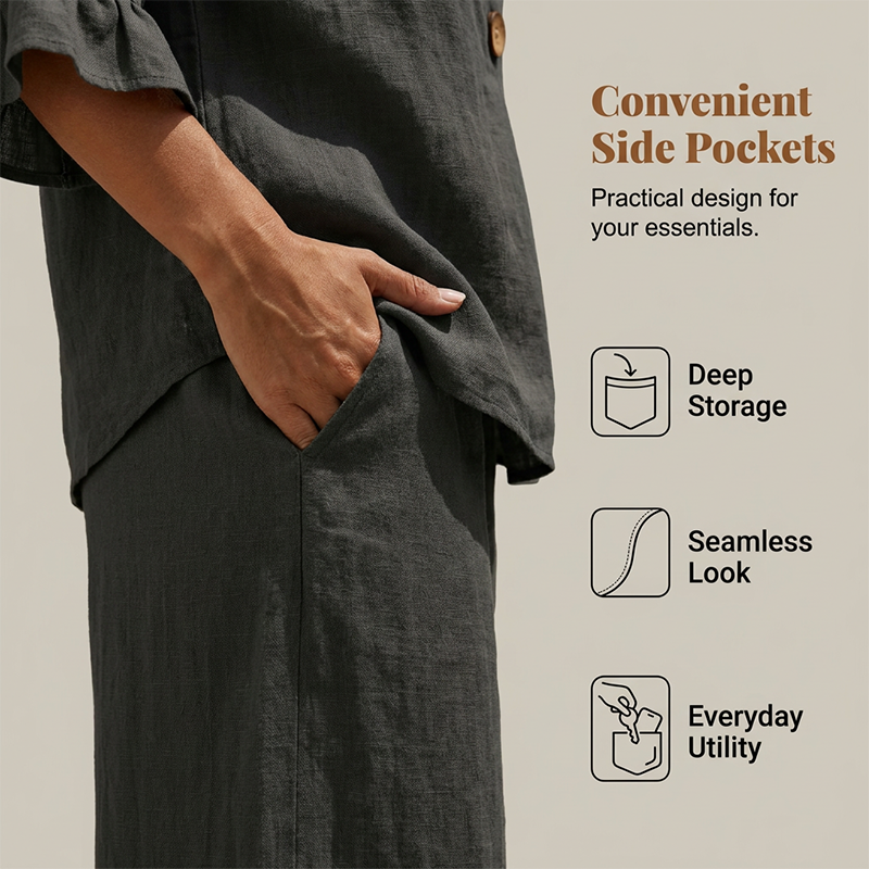 Damen-Loungeset | Zweiteiliges Set aus Baumwollmischung mit Rüschenärmeln und weiter Hose für Freizeit und Alltag