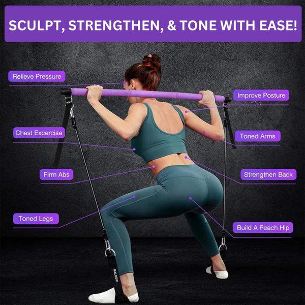 Pilates Widerstandstrainer für Ganzkörper-Workouts in Minuten – PowerSculpt Pro | Einstellbarer Widerstand | Für Anfänger bis Profis
