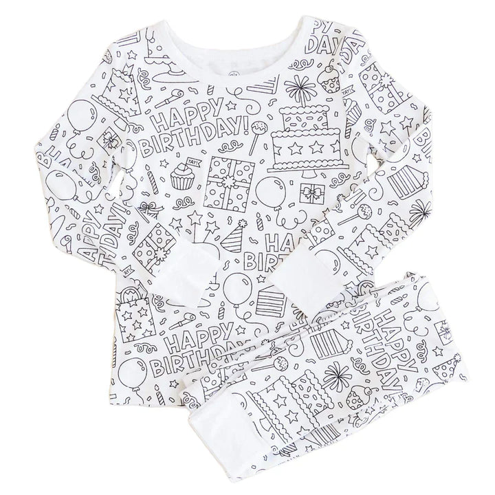Children’s coloring pajama | Includes washable markers | Soft, breathable cotton | Reusable for ages 3–10