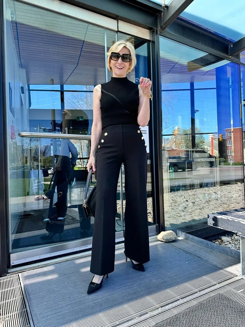 Damen Schlaghose mit Hoher Taille | Formender Ponte-Stoff | Weites Bein &amp; Komfort-Stretch | Elegant &amp; Figurbetonend