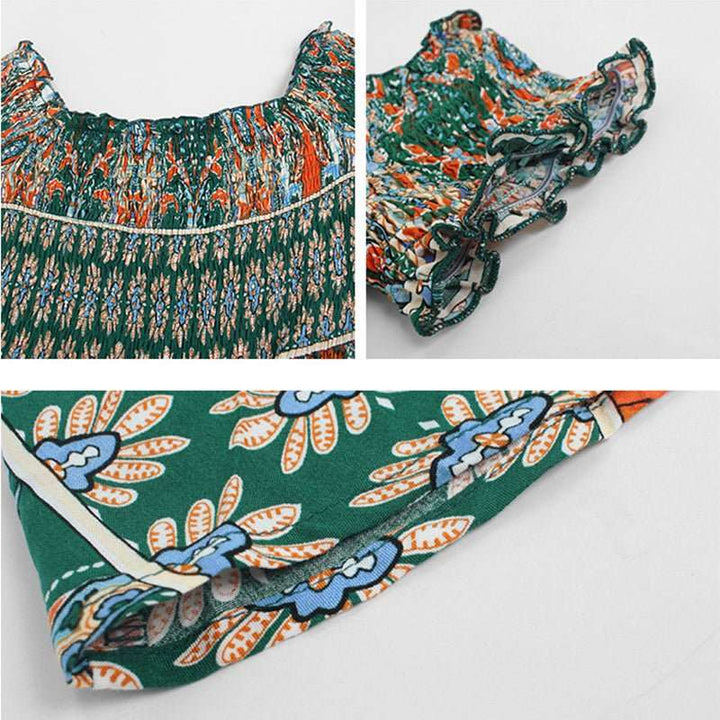 Damen Schulterfreies Sommerkleid mit Blumenmuster | Wickel-Look | Für Strand, Festival &amp; Urlaub