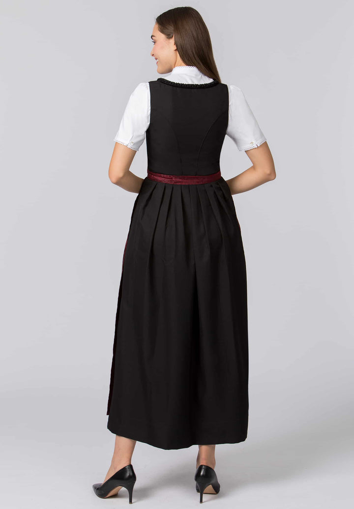 Dirndlschürze 96 cm | Bordeauxfarbene Trachtenschürze mit eingewebtem Muster für lange Dirndl und festliche Anlässe